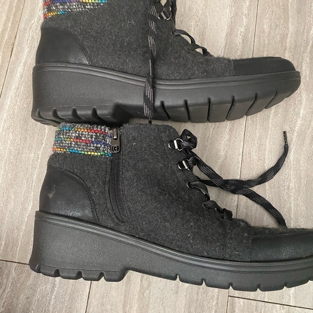 BZEES Women's Heathered Black Lace Up Brooklyn Wedge Hiking Winter Boots Sz 11 M - Picture 6 of 8